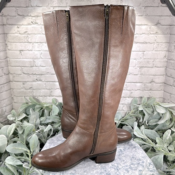 Crown Vintage Aubrie Leather Cognac Round Toe 16.5” Tall Dress Boots WMS 6M✨VGUC - Picture 4 of 16
